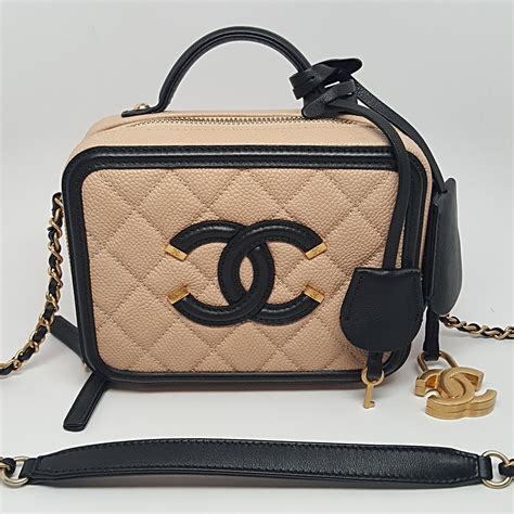 chanel vanity case beige black medium|Chanel vanity case styles.